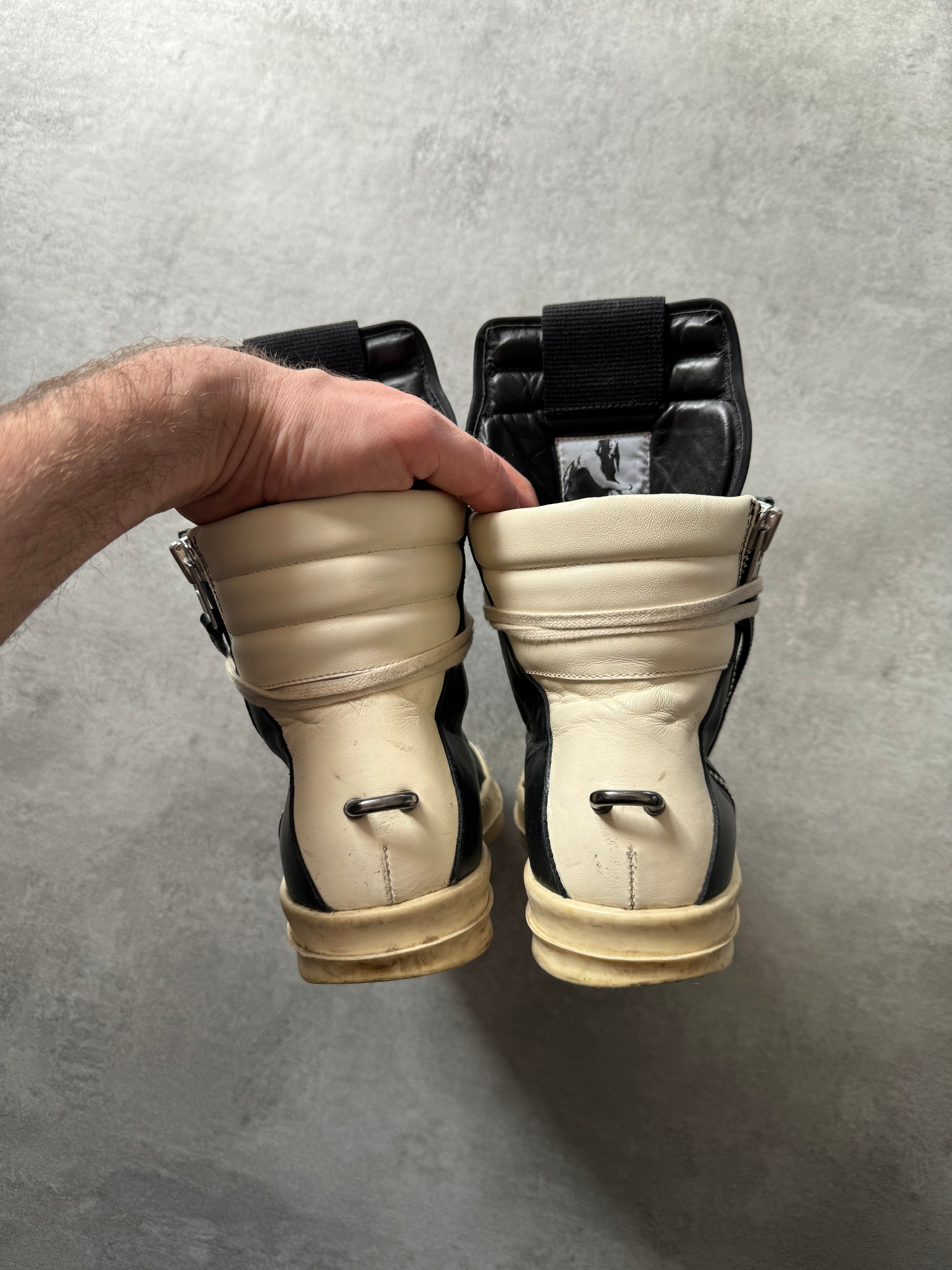 Rick Owens Black & White Leather Geobasket  (41) - 5