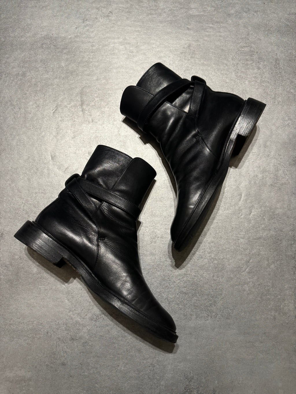 Celine Black Strap Leather Minimalist Boots (40) - 7