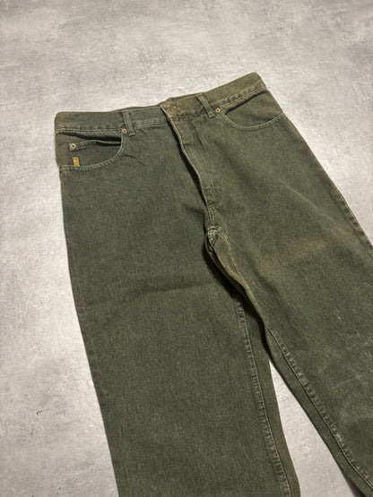 1990s Armani Faded Green Denim Cozy Pants (M/L) - 3