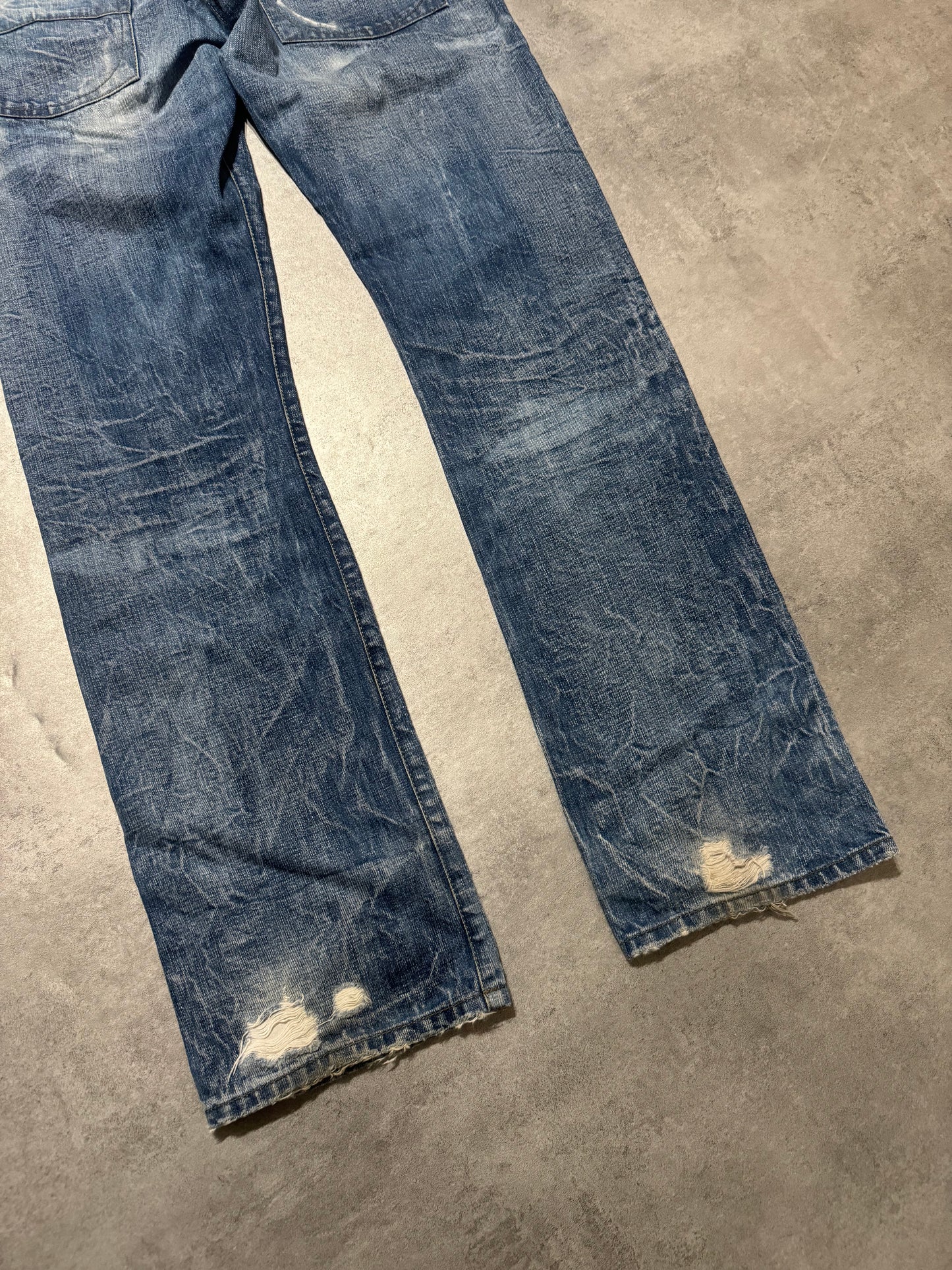 2000s Armani Distressed Italian Blue Worker Denim Jeans (M) - 4