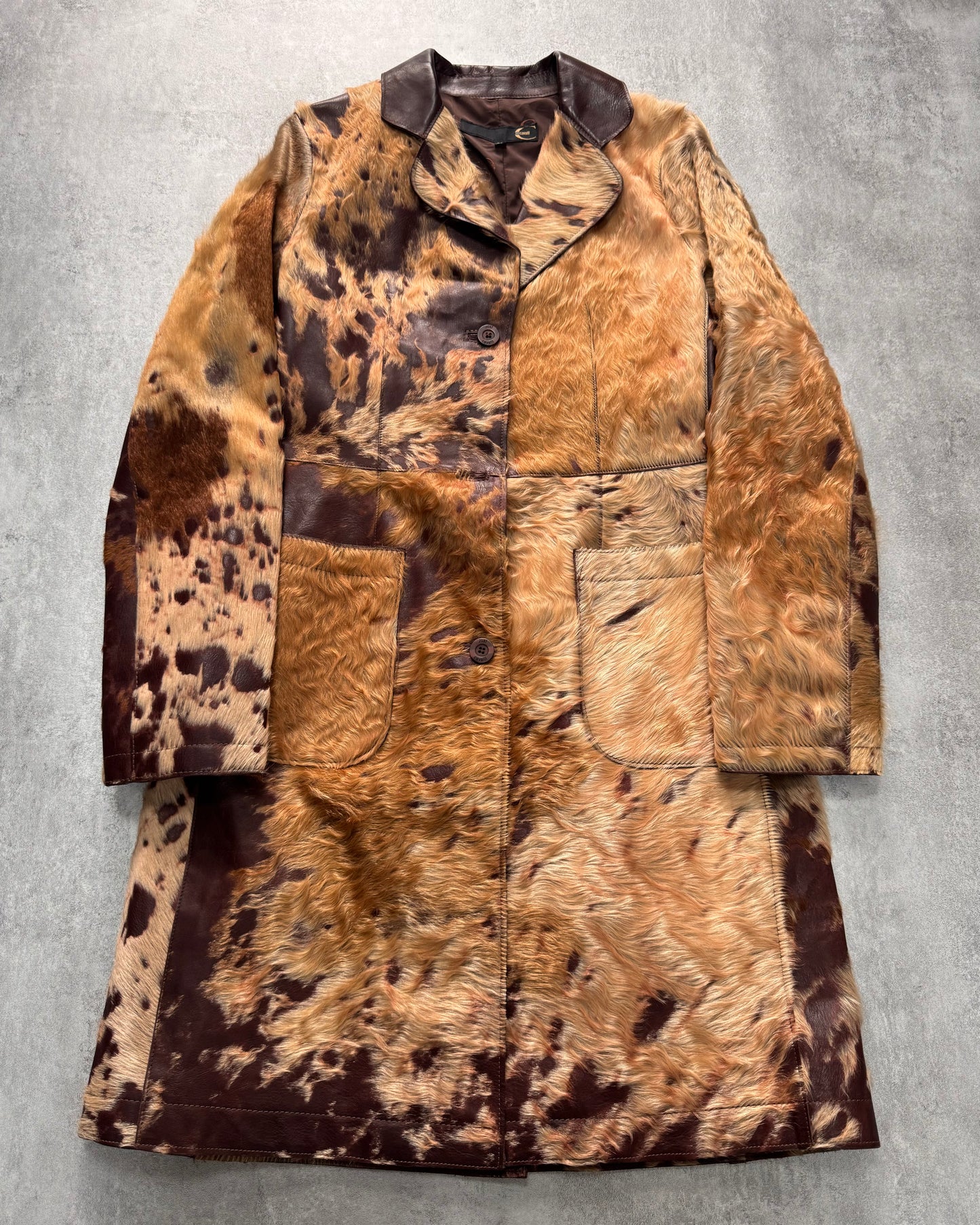 AW2004 Cavalli Brown Caw Trench Long Fur Jacket (XS) - 11