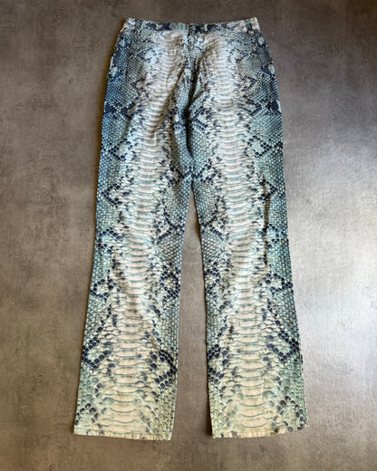 AW2002 Roberto Cavalli Aqua Scales Python Effect Pants  (S) - 2