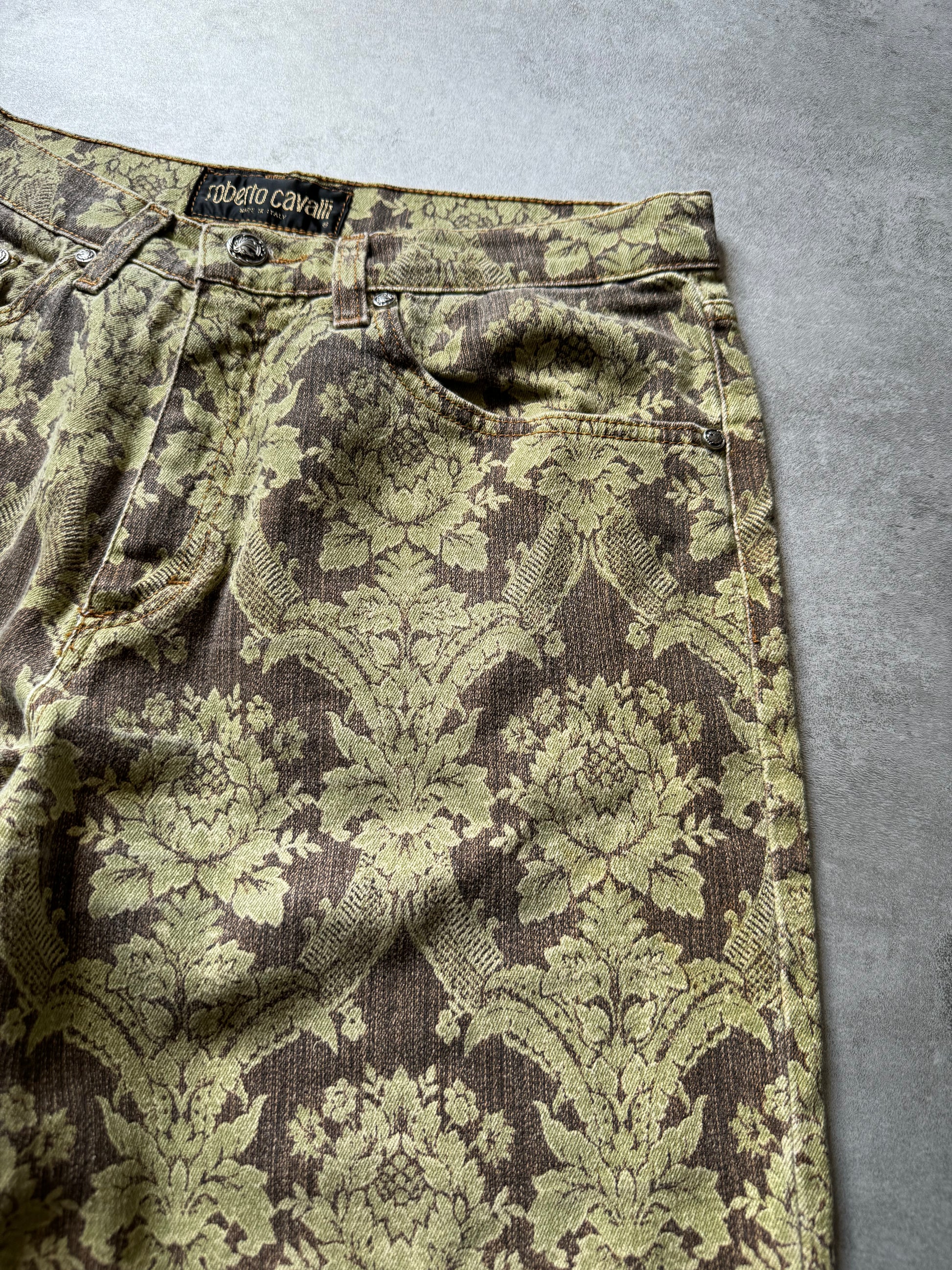 1990s Roberto Cavalli Green Arabic Mozaic Pants (M) - 7