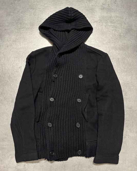 AW2009 Emporio Armani Wool Navy Hooded Naval Buttoned Sweater (S) - 1