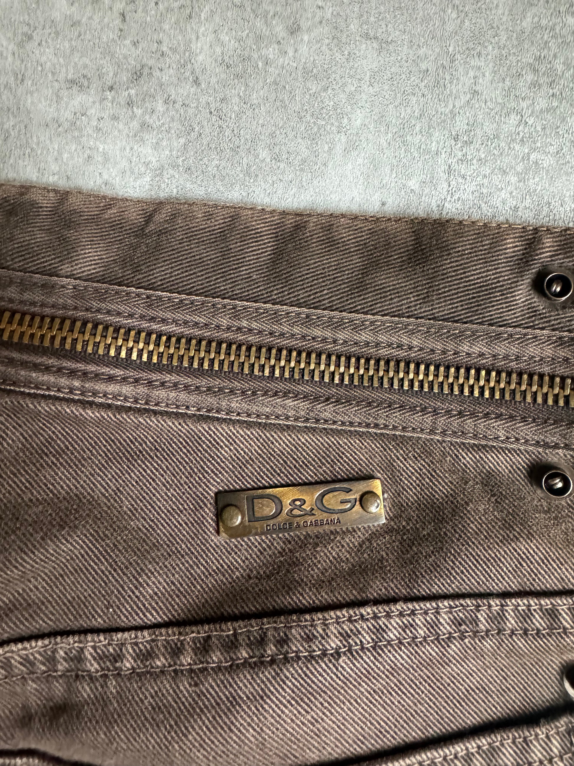 AW2003 Dolce & Gabbana Brown Zipped Pants (M) - 6