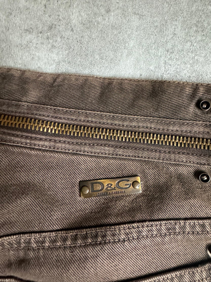 AW2003 Dolce & Gabbana Brown Zipped Pants (M) - 6