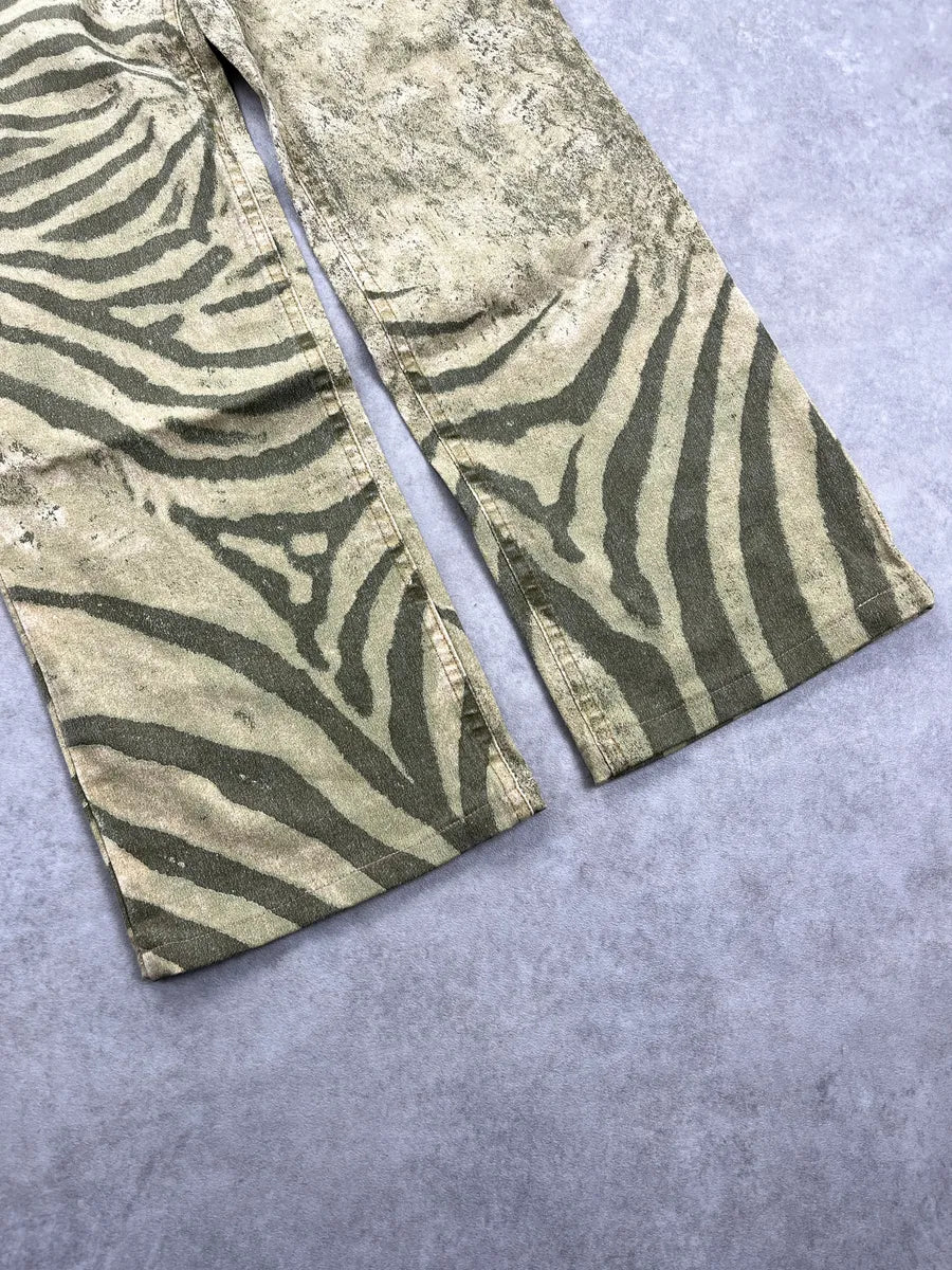 2000s Roberto Cavalli Safari Zebra Green Pants zInEhejW 7