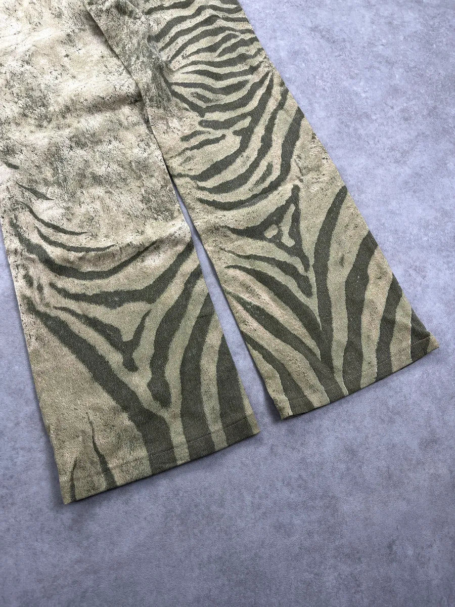 2000s Roberto Cavalli Safari Zebra Green Pants zInEhejW 9