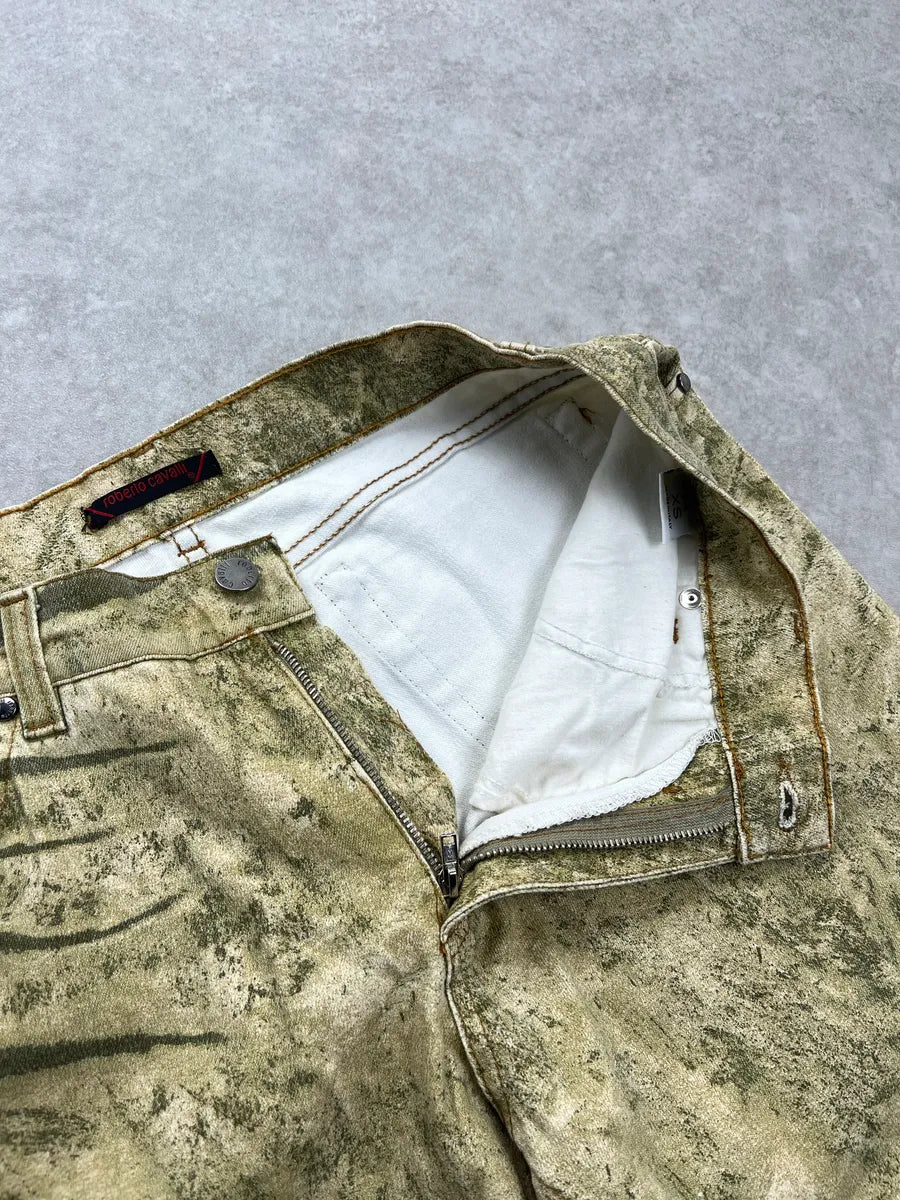 2000s Roberto Cavalli Safari Zebra Green Pants zInEhejW 10