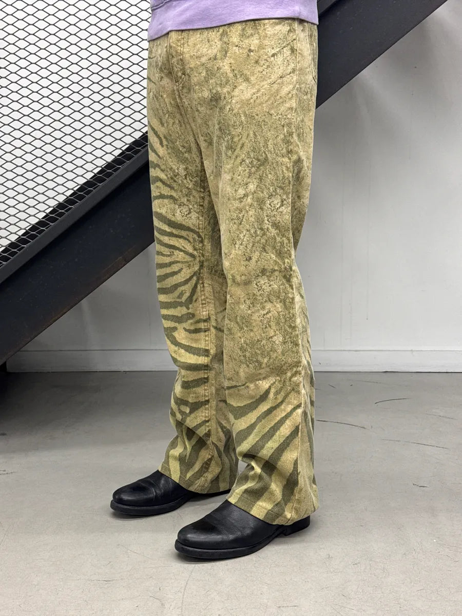 2000s Roberto Cavalli Safari Zebra Green Pants zInEhejW 3