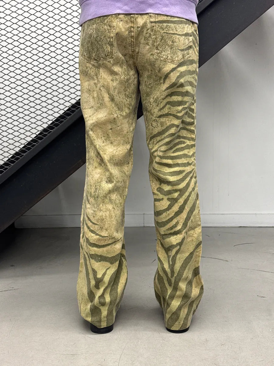 2000s Roberto Cavalli Safari Zebra Green Pants zInEhejW 2