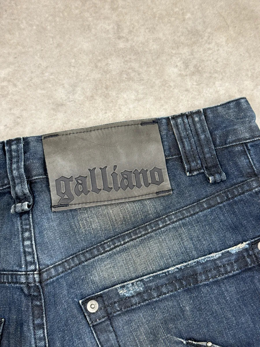 AW2010 Galliano Dark Navy Wash Denim Studded Distressed Jeans zPyNVpsD 15