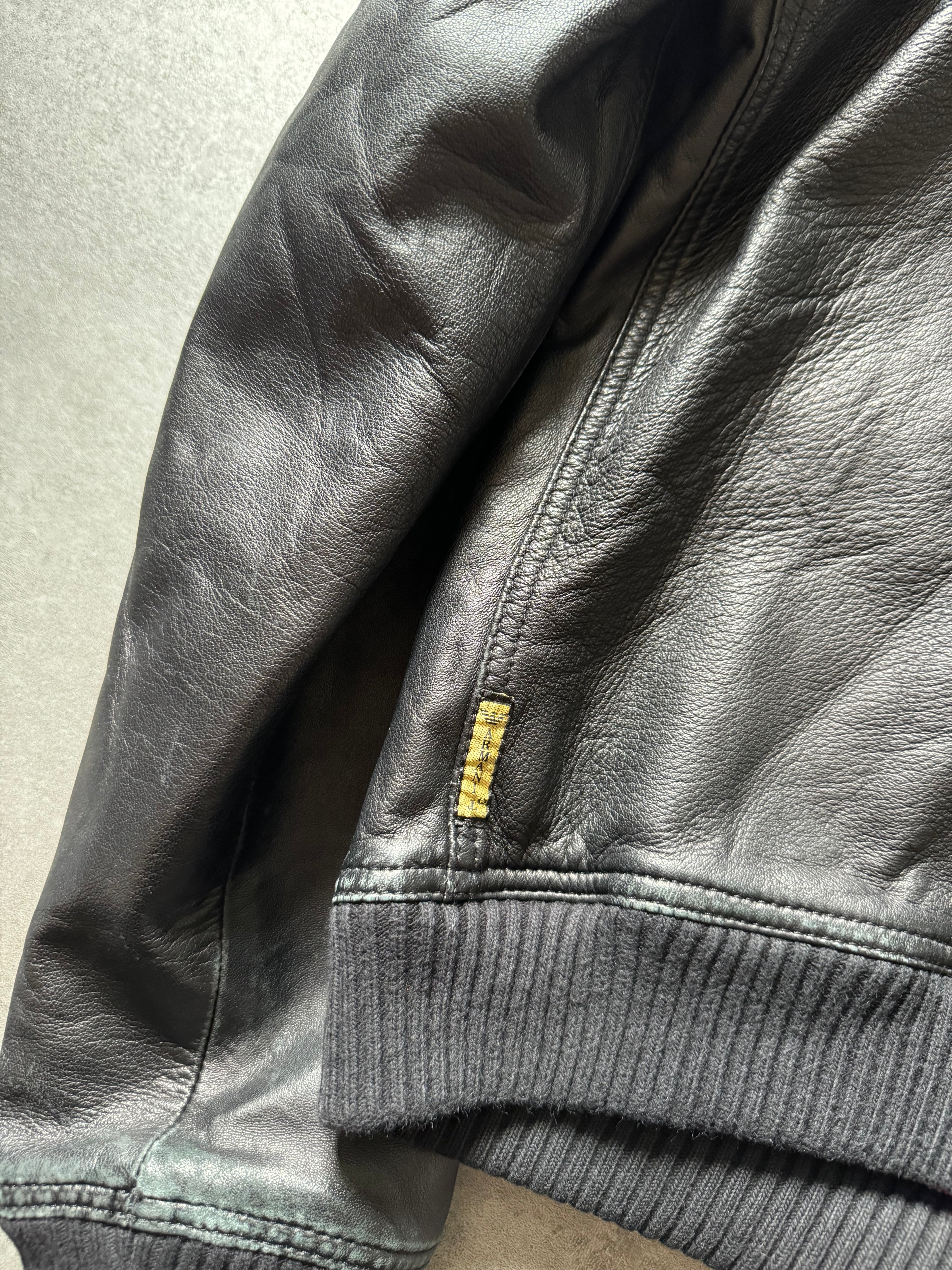 2000s Armani Black Premium Citizen Utility Leather Jacket (L) - 5