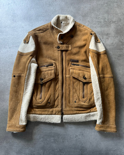 AW2010 Cavalli Shearling Camel Aviator Leather Jacket (L) - 2