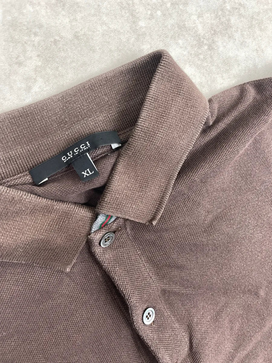 2010s Gucci Brown Stripe Polo zRJzNmBM 7