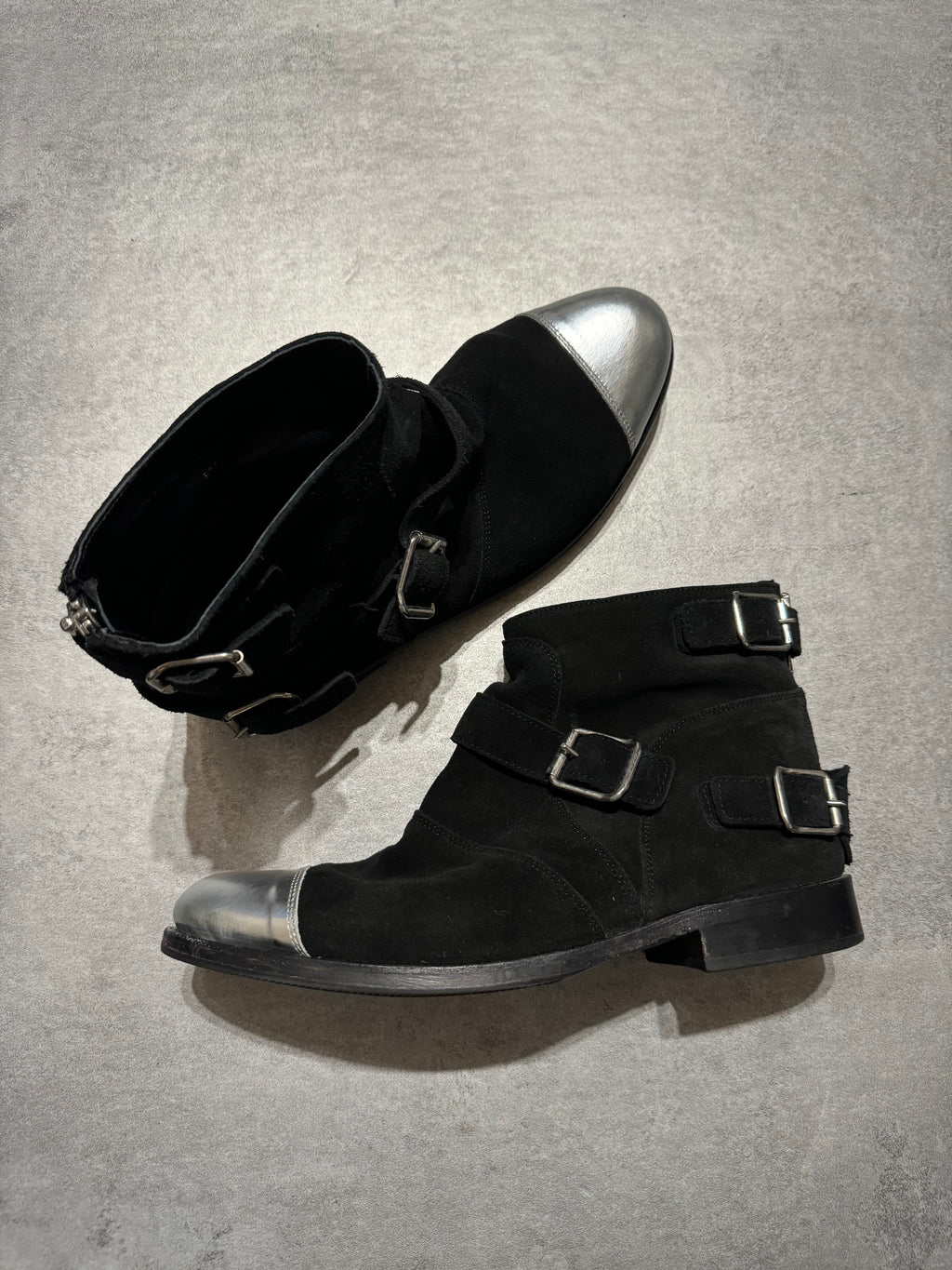Balmain x H&M Black Silver Toe Chukka Strap Boots  (44) - 2