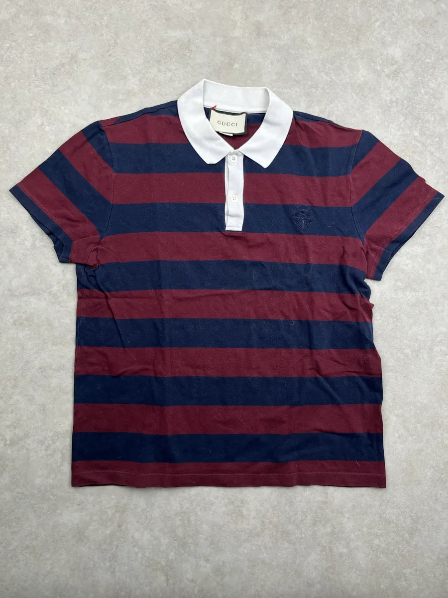Gucci Burgundy Navy Stripe Contrast Collar Polo zWeoaTRn 0