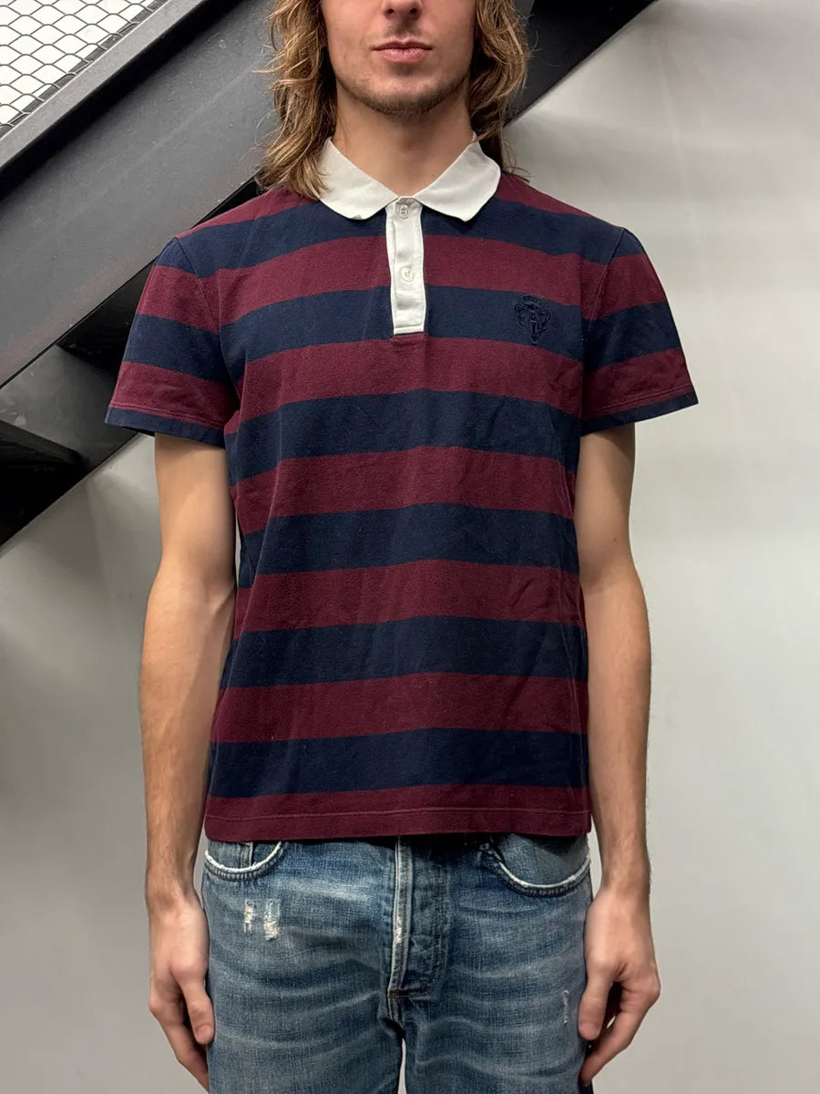 Gucci Burgundy Navy Stripe Contrast Collar Polo zWeoaTRn 1