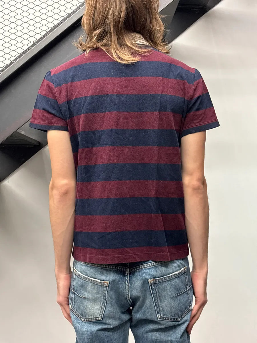 Gucci Burgundy Navy Stripe Contrast Collar Polo zWeoaTRn 2