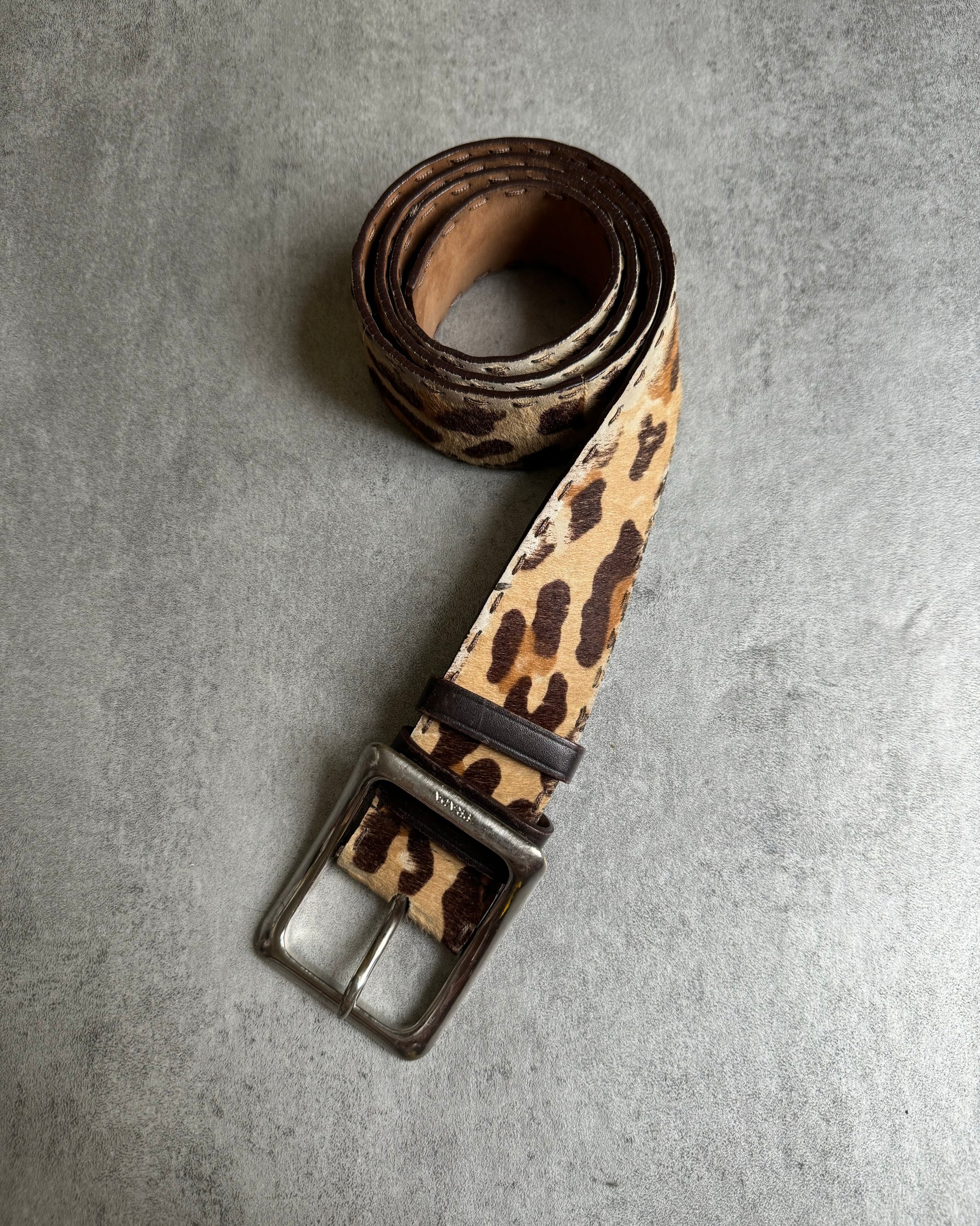 2000s Prada Pony Hair Fur Leopard Belt (OS) - 2