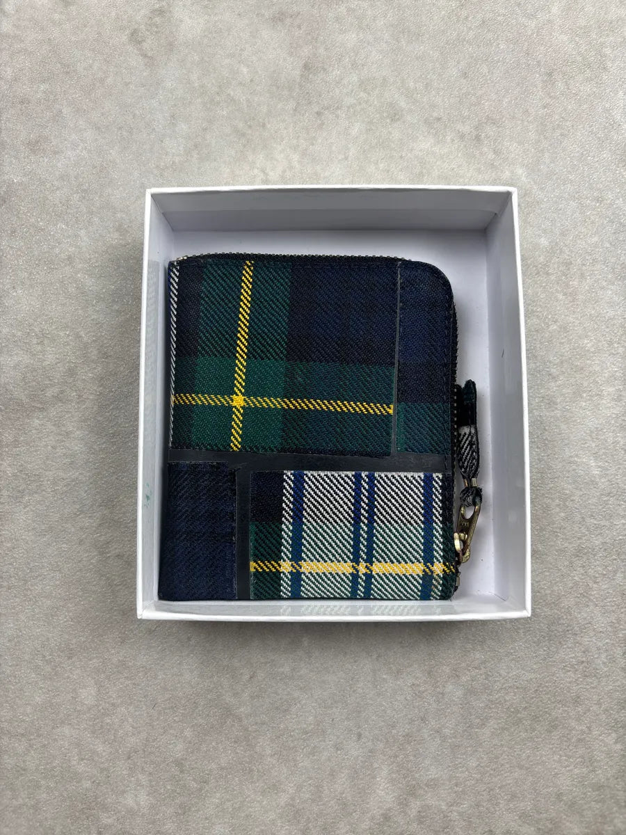 Comme des Garçons Dark Green Canvas Tartan Patchwork Zip-Around Wallet zXGuRfZB 2