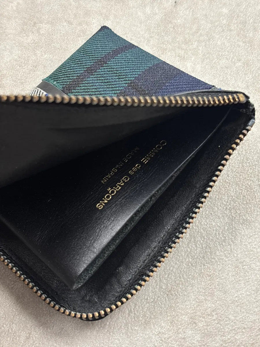 Comme des Garçons Dark Green Canvas Tartan Patchwork Zip-Around Wallet zXGuRfZB 7