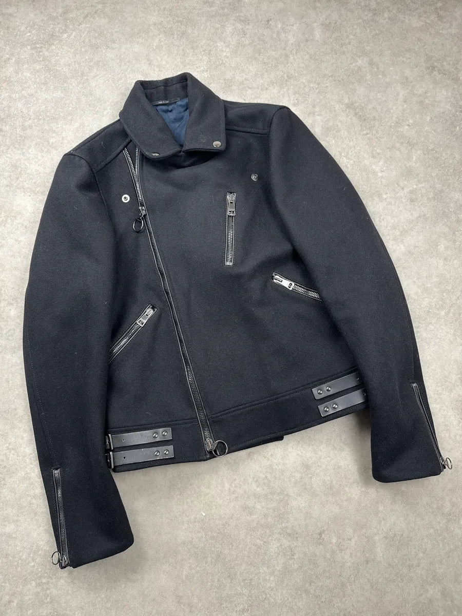 AW2009 Gucci Black Wool & Leather Biker Zip Perfecto Jacket by Frida Giannini zXzrbenv 3