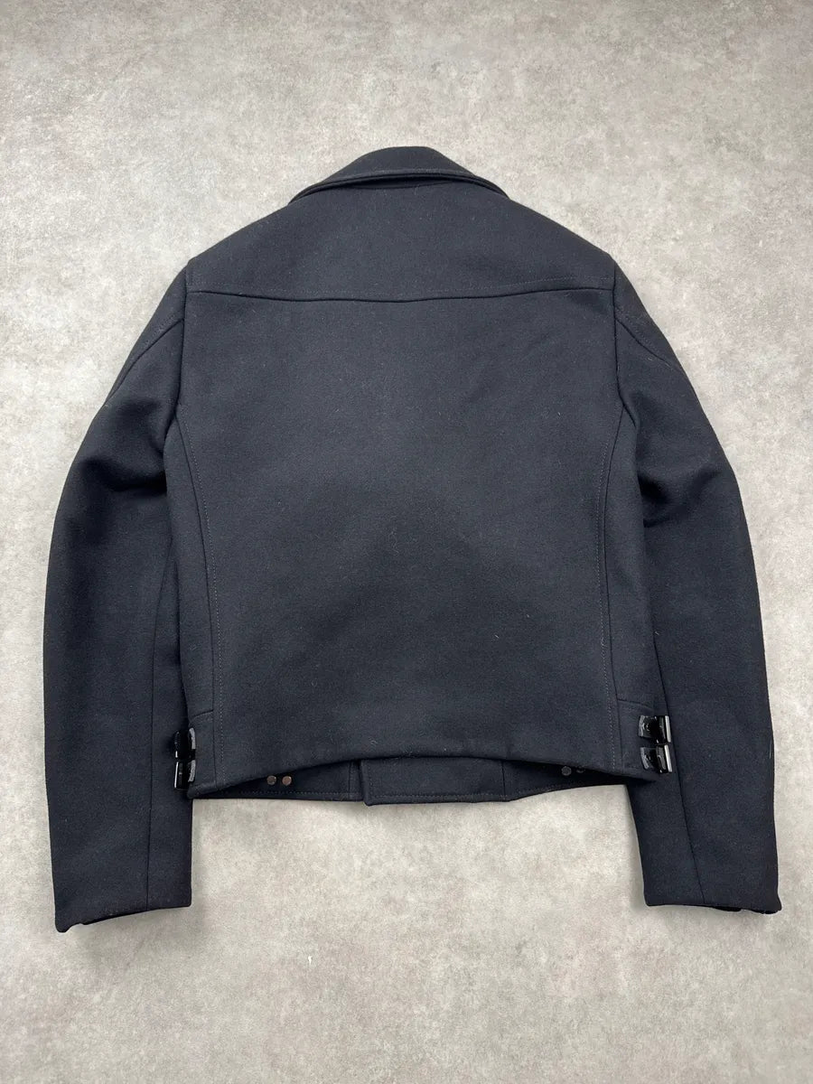 AW2009 Gucci Black Wool & Leather Biker Zip Perfecto Jacket by Frida Giannini zXzrbenv 5