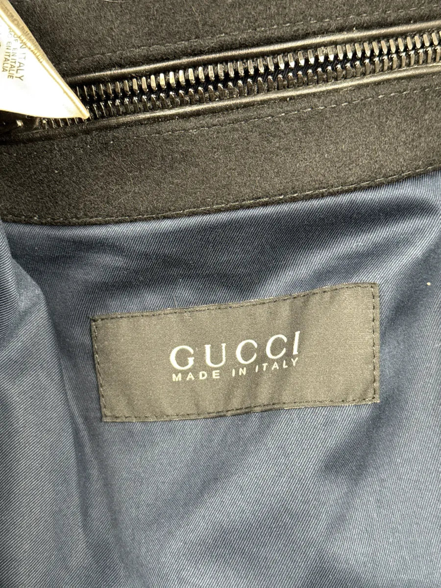 AW2009 Gucci Black Wool & Leather Biker Zip Perfecto Jacket by Frida Giannini zXzrbenv 11