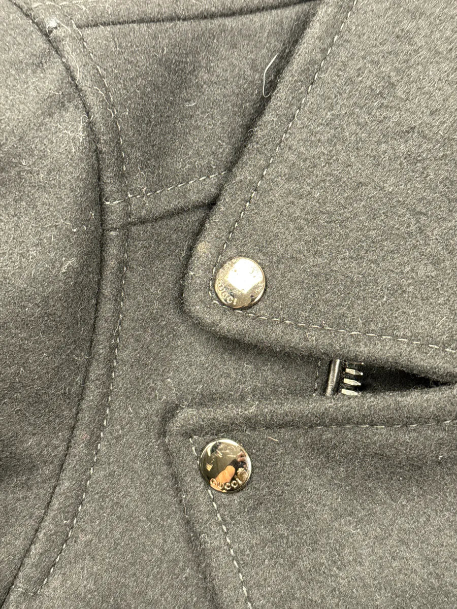 AW2009 Gucci Black Wool & Leather Biker Zip Perfecto Jacket by Frida Giannini zXzrbenv 7