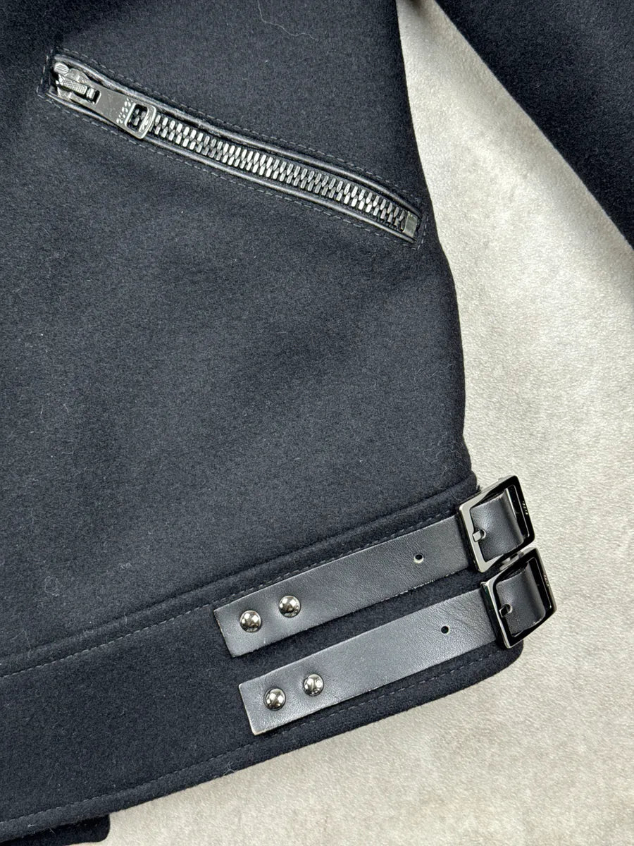 AW2009 Gucci Black Wool & Leather Biker Zip Perfecto Jacket by Frida Giannini zXzrbenv 9
