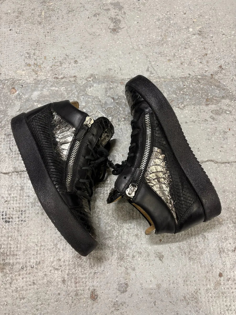 Zanotti Black & Grey High Python Leather Sneakers aWZIjxN 11