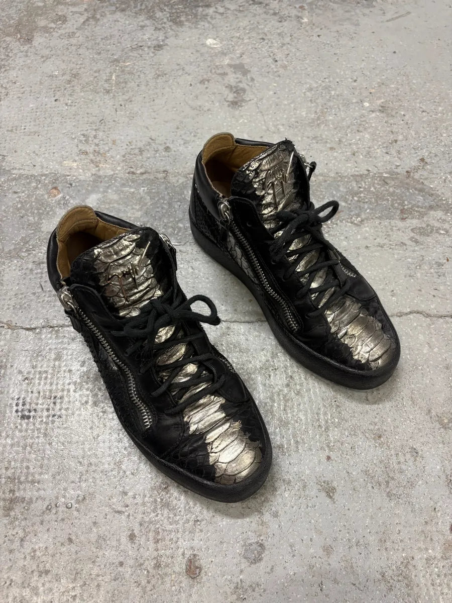 Zanotti Black & Grey High Python Leather Sneakers aWZIjxN 4
