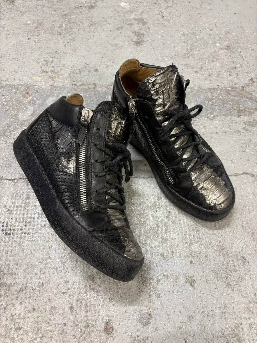 Zanotti Black & Grey High Python Leather Sneakers aWZIjxN 5