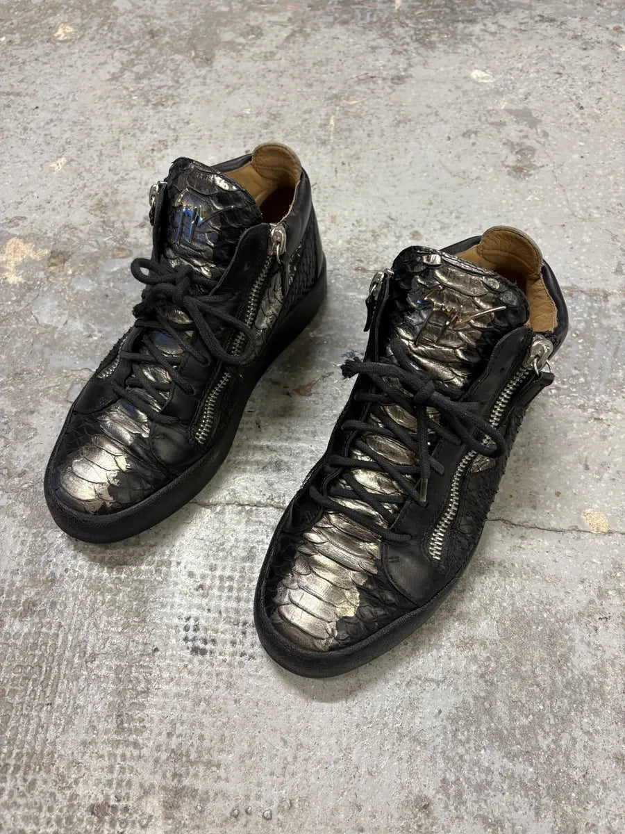 Zanotti Black & Grey High Python Leather Sneakers aWZIjxN 6