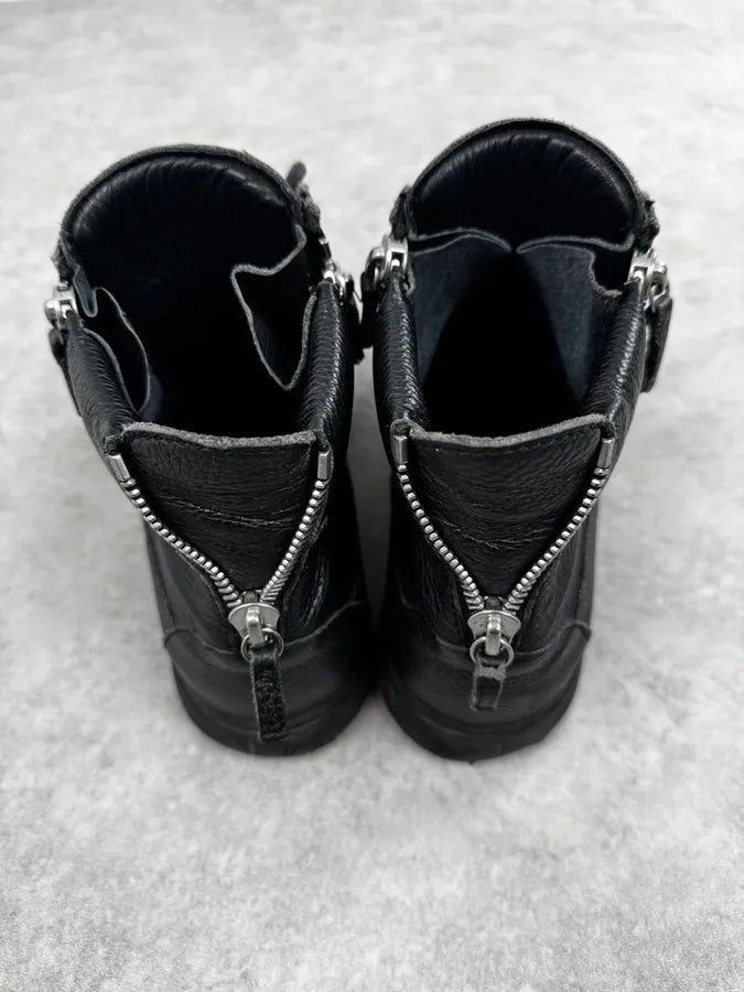 Zanotti Black High 2 Zips Leather Sneakers gRMCfMu 4