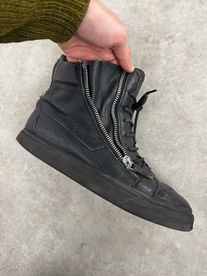 Zanotti Black High 2 Zips Leather Sneakers gRMCfMu 5