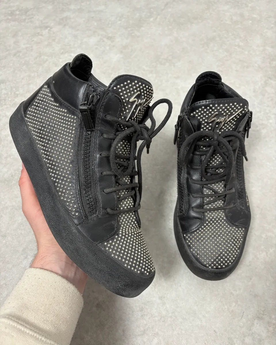 Zanotti Black Leather High Studded Sneakers IBnLToV 0