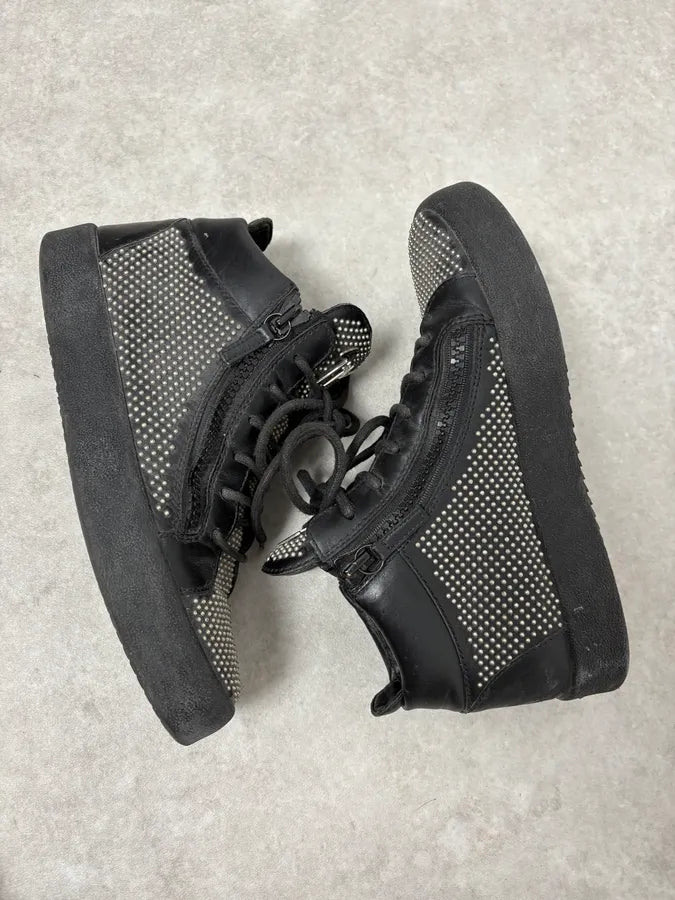 Zanotti Black Leather High Studded Sneakers IBnLToV 5