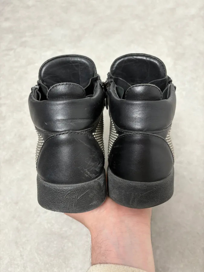 Zanotti Black Leather High Studded Sneakers IBnLToV 6