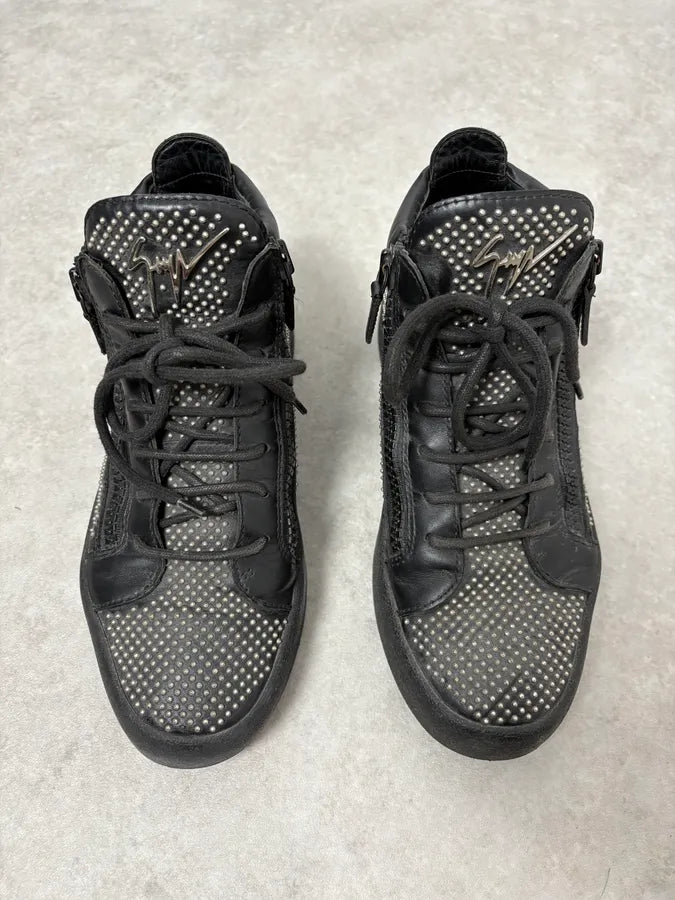 Zanotti Black Leather High Studded Sneakers IBnLToV 1