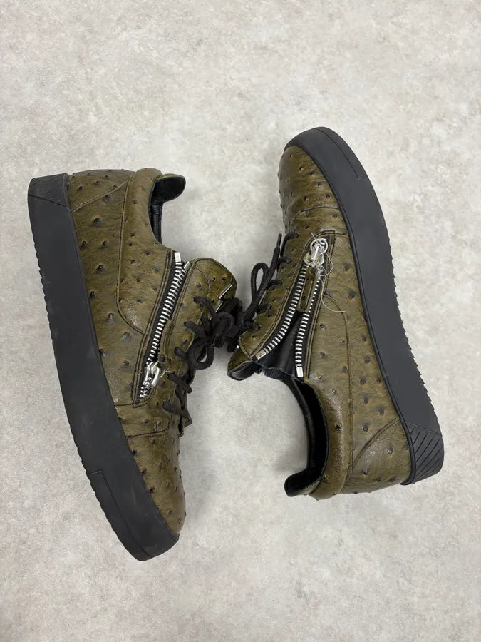 Zanotti Dark Green & Black Ostrich Leather Shoes LULERvS 5