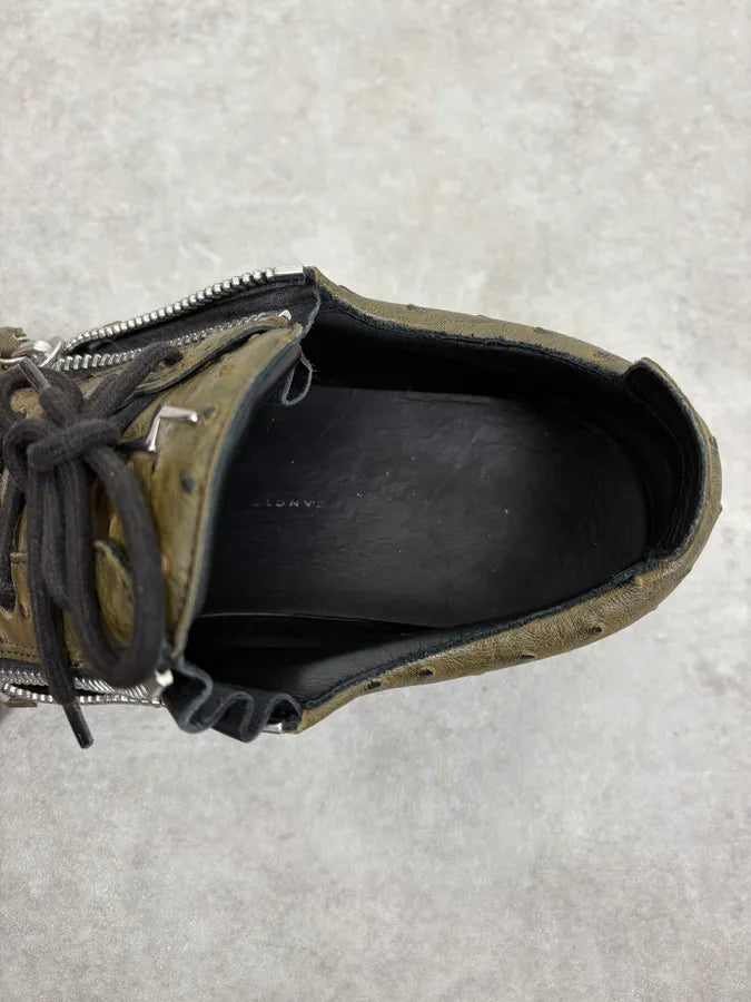 Zanotti Dark Green & Black Ostrich Leather Shoes LULERvS 9