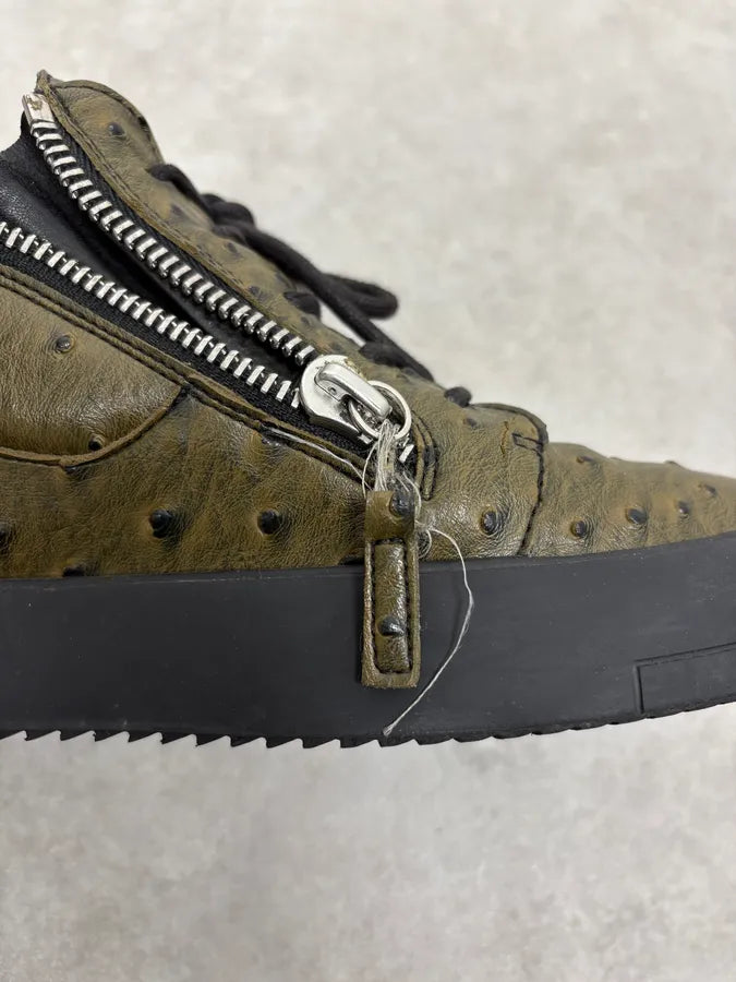 Zanotti Dark Green & Black Ostrich Leather Shoes LULERvS 6