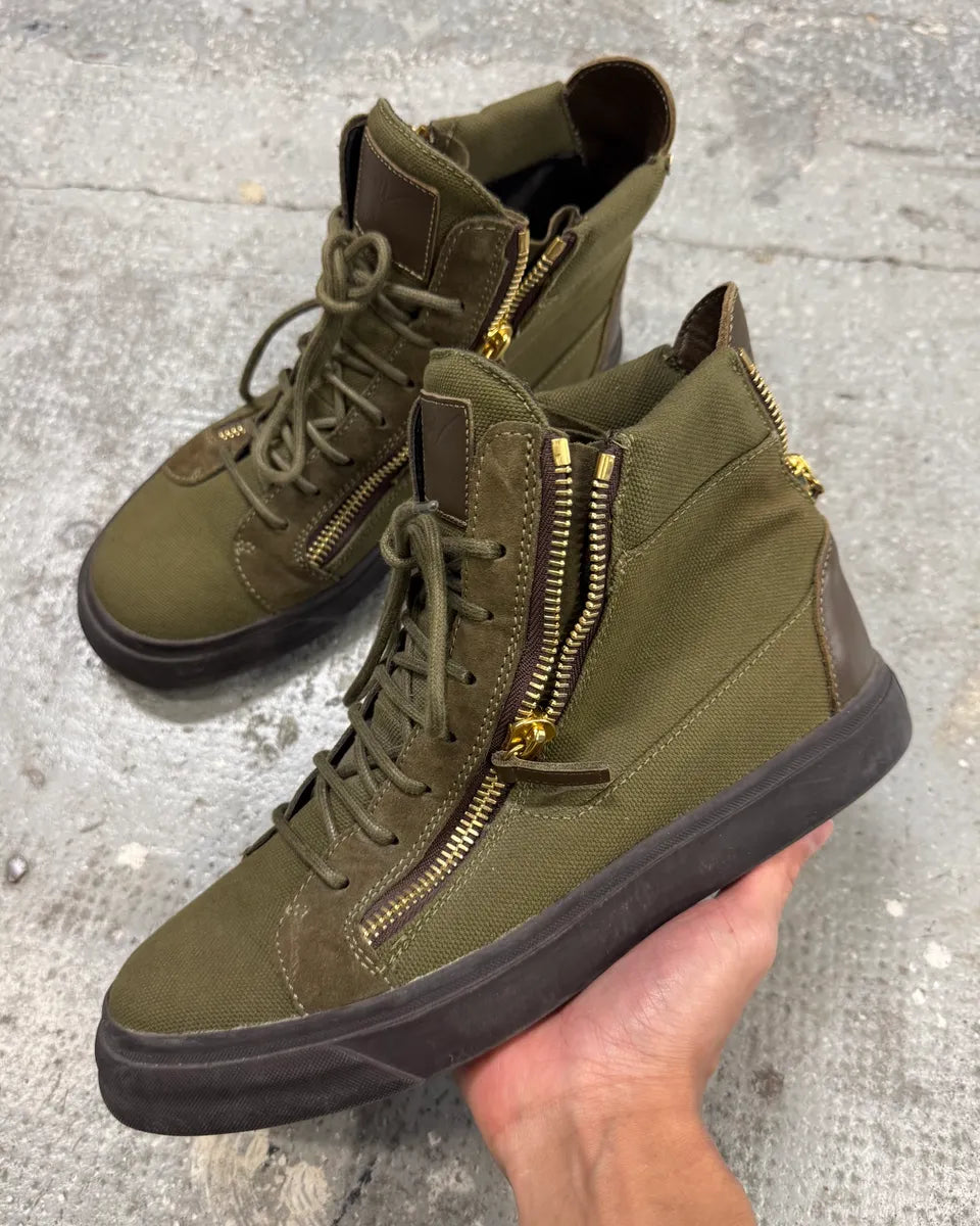 Zanotti Olive Green Kriss High Zip Shoes CpYZtib 0