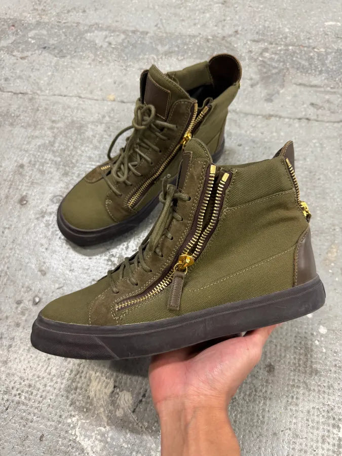 Zanotti Olive Green Kriss High Zip Shoes CpYZtib 1