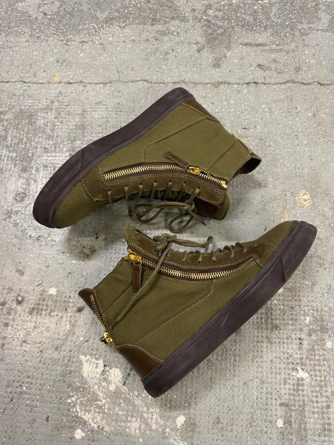 Zanotti Olive Green Kriss High Zip Shoes CpYZtib 2