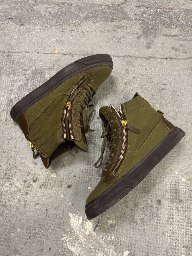 Zanotti Olive Green Kriss High Zip Shoes CpYZtib 3