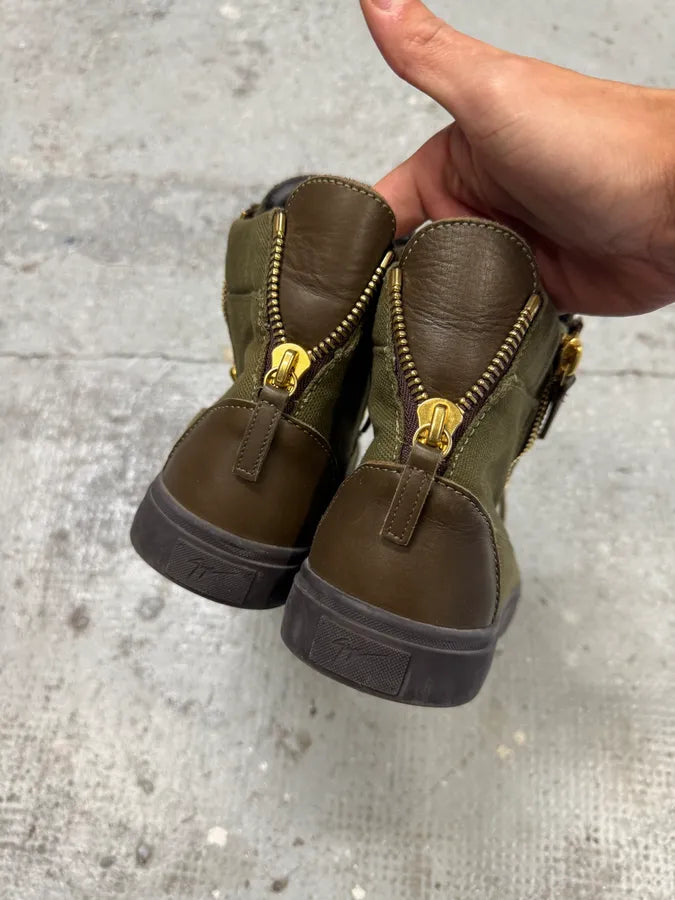 Zanotti Olive Green Kriss High Zip Shoes CpYZtib 4