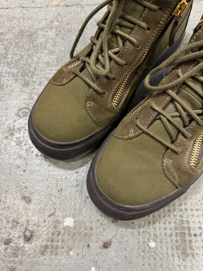 Zanotti Olive Green Kriss High Zip Shoes CpYZtib 5